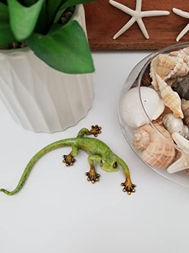 Lizard Figurine Home Decor Accent for Desk (Green Lizard)