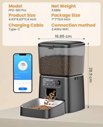 2.4 GHz Wi Fi Automatic Cat Feeder (Black 2.4GHz Wi-Fi Wired)