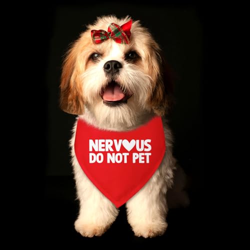 Nervous Do Not Pet Dog Bandana Service Bandana Service Dog in Training Funny Pet Accessories Shy Dogs Gift Nervous Anxious Scarf for Small Medium Dogs & Cats (N)