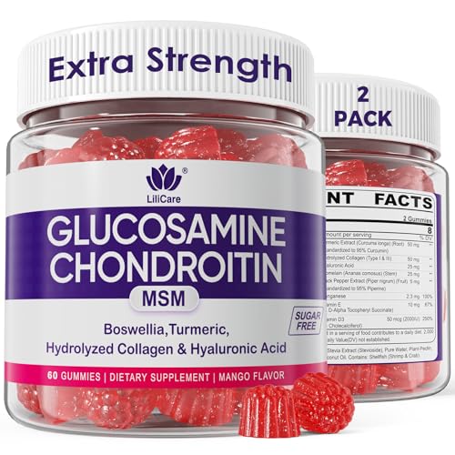 Glucosamine Chondroitin Gummies with MSM for Men & Women (60 Count (Pack of 2))