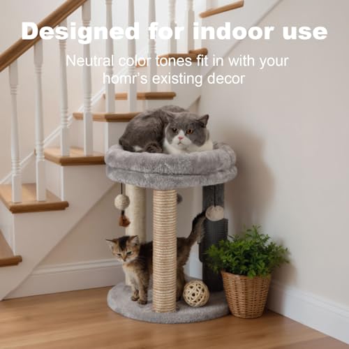 4in1 Small Cat Tree (For indoor cats and kittens / Gray)