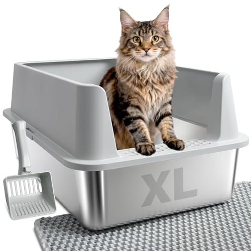 Stainless Steel Litter Box (XL:23"x14.6"x10")