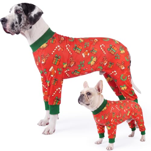 Dog Christmas Pajamas (Christmas Red / Medium)