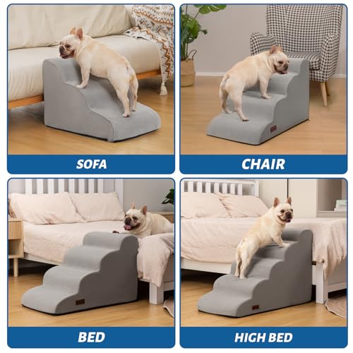 Dog Stairs for High Bed (Light Grey / Standard 5-Step 22.2"H)
