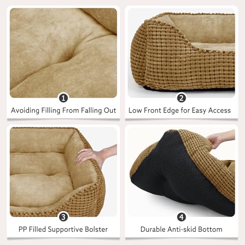 Large Dog Bed for Large Medium Small Dogs (Dark Brown / L(30’’x 24’’x 9’’))