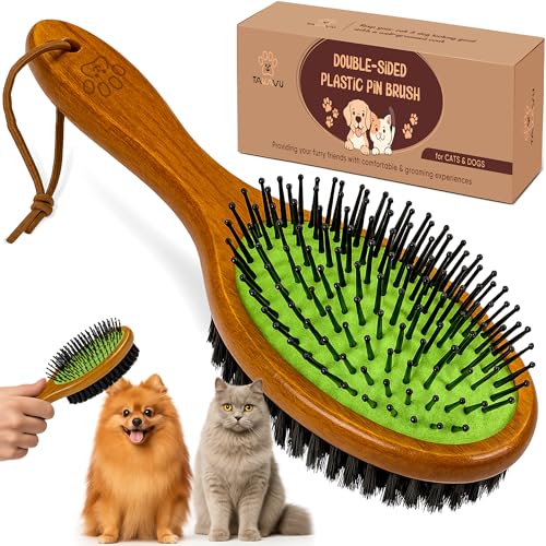 Pin & Bristle Pet Brush for Dogs & Cats (Black Boar Bristle & Pin Brush)