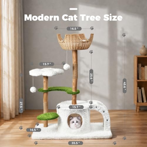 Modern Cat Tree (White&Green / 45.6'')