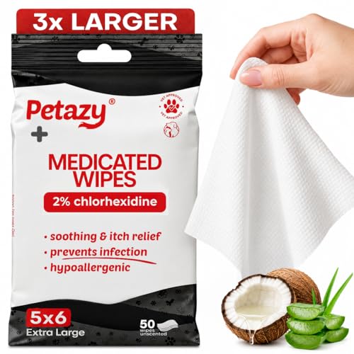 2% Chlorhexidine Wipes for Dogs 3X Larger (50 Count)