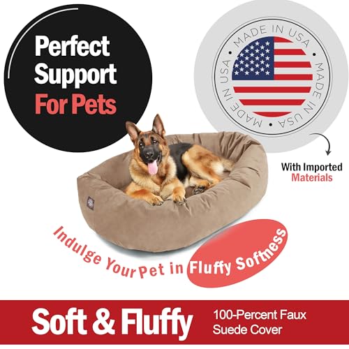Suede Shredded Memory Foam Mix Calming Dog Bed Washable (Stone)