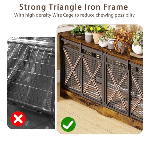 78 Inch Double Dog Crate Furniture (Caramel Brown)