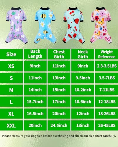 4 Pack Fleece Dog Pajamas Spring for Medium Dogs (Large)