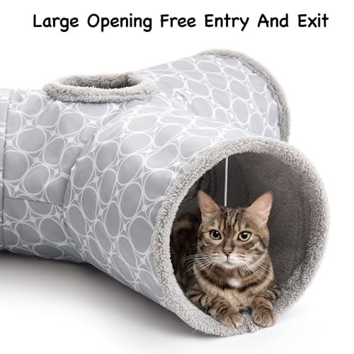 Fleece Lined Cat Tunnel (Geometry Grey / Small)