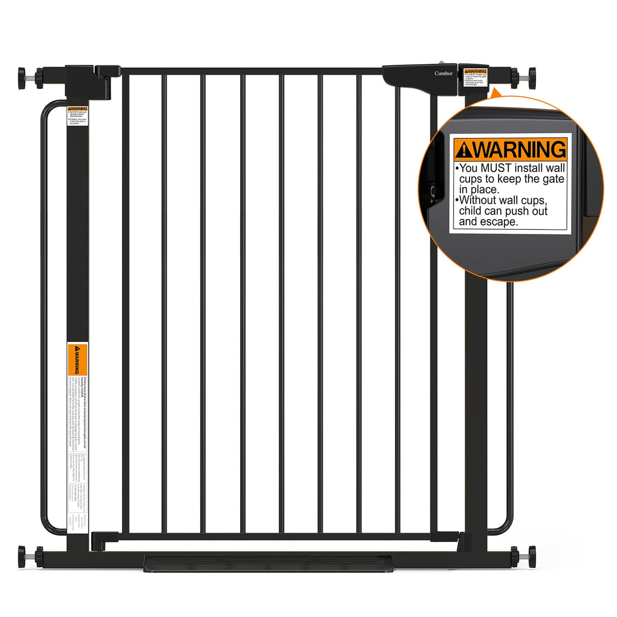 36.6 59" Extra Wide Baby Gate for Stairs (Black / 36.6-59"W x 30.5"H)