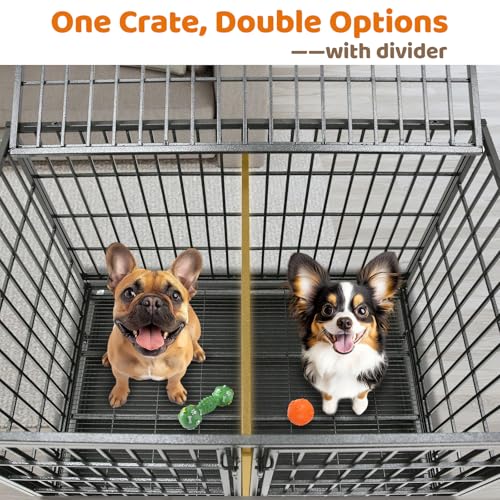 Taller 43" Two Tiers Dog Crate Cage Kennel with Divider (43"L - 2 Tiers - 2 Pack)