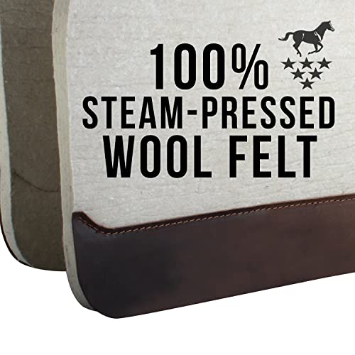 100% Steam Pressed Wool Felt Western Saddle Pad (31" x 32" x 1" / Tan)