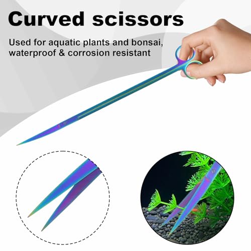 15Inch Extra Long Design Aquarium Aquascaping Tool Kit (Colorful)
