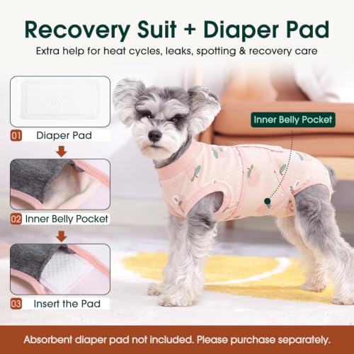 Recovery Suit for Dogs Cats (X-large (Back:20.1-24.8'', Weight:42-75 Lb) / Mist Peach)