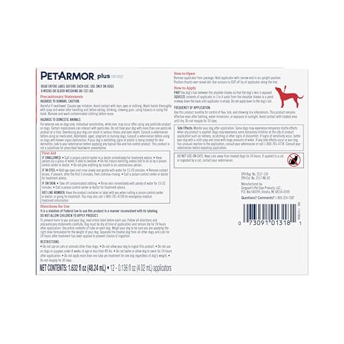 Plus Flea & Tick Topical Dogs 89 (89-132 lbs / 12 Count)