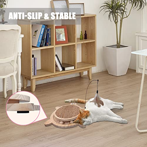 Wooden Interactive Cat Toy with Ball Track & Teaser Wand