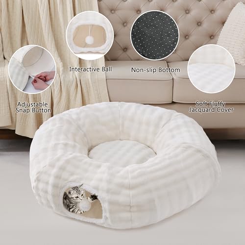 Bubble Round Cat Tunnel for Indoor Cats (Cream White / Round)