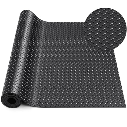 24 in X 10 ft Rubber Diamond Plate Garage Floor Mat (Diamond Plate / 24 in x 10 ft / Black)