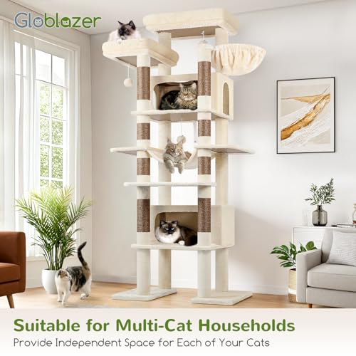 Giant Tall Heavy Duty Cat Tower for Indoor Large Cats (Beige / 83 inch)