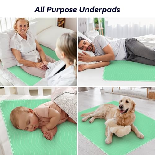 4 Pack 36” x 36” Extra Heavy Absorbency Washable Underpads Bed Pads (4 Pack - 36" x 36")