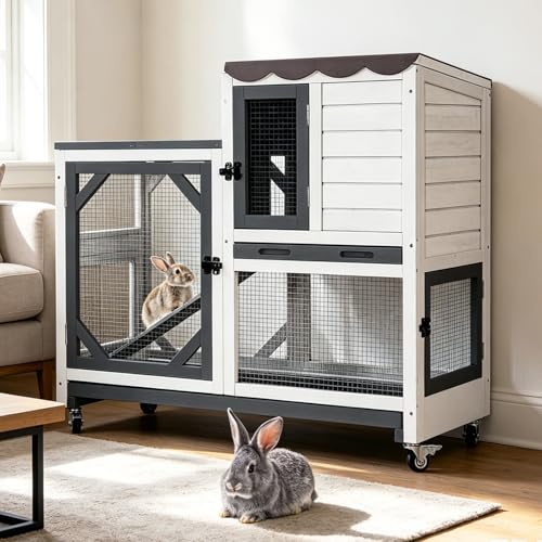 Large Rabbit Hutch Outdoor (Black and White-AIR7013)
