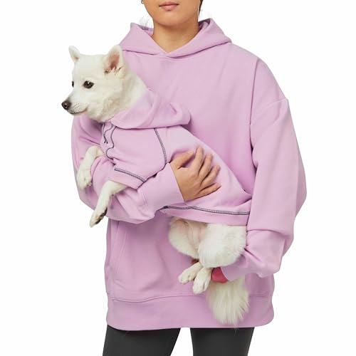Essentials Soft & Comfy Better Basic Cotton Blend Dog Hoodie Sweatshirt in Pink Lilac (20 inch (Pack of 1) / Dog Hoodie - Pink Lilac)