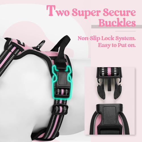 Dog Harness No Pull with 2 Leash Clips (X-Large / Pink)