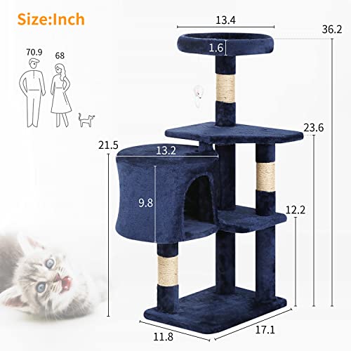 36" Cat Tree Tower (36 in / Navy Blue)