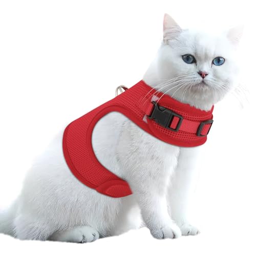 Adjustable Cat Harness with Velcro (Medium / Red)
