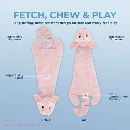 2-in-1 Stuffless Squeaky Dog Toy - Hare, Pig, Small (Multicolor/Pig & Hare / Small)