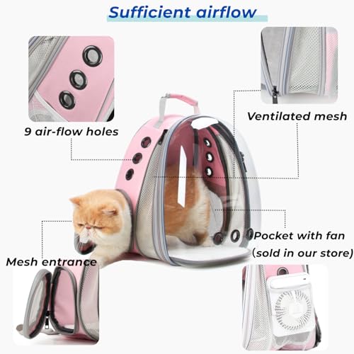 Expandable Bubble Cat Carrier Backpack (Front Expandable-Pink)