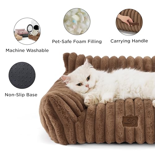 ComfyFleece® Shown on TV Fluffy Dog Couch for Pets (30x20x10" / Camel Brown)