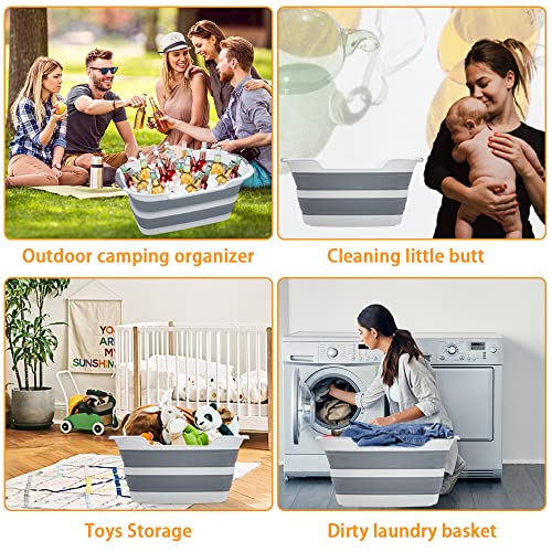 7.1 Gal 27L Multipurpose Collapsible Pet Bathtub Upgraded with Drainage Hole and Pet Hair Collector for Bathing (Grey-hair collector)