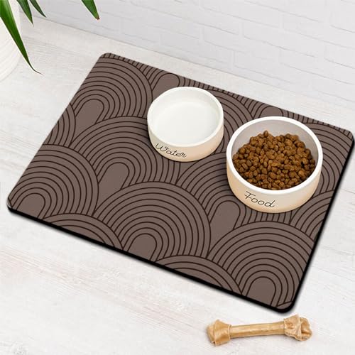 Dog Food Mats for Floors Absorbent (L(17"×30") / 01-Brown)