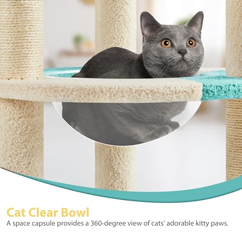 Cat Tree 35.5in Cat Tower for Indoor Cats (Indigo/Beige)
