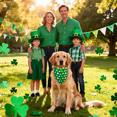 St. Patrick’s Day Dog Bandana for Medium Large Dogs (St. Patrick’s Day - Green / Large)