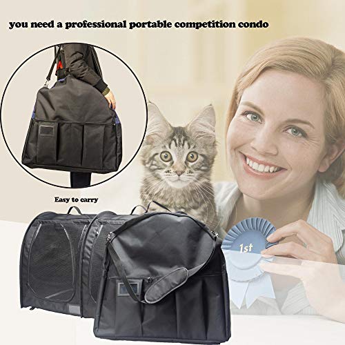 Mispace Portable Twin Compartment Show House Cat Cage Condo (Black)