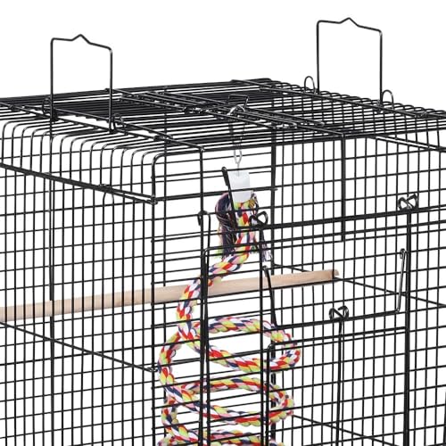 Open Play Top Travel Bird Cage for Conure Sun Parakeet Green Cheek Conure Lovebird Budgie Finch Canary (Black)