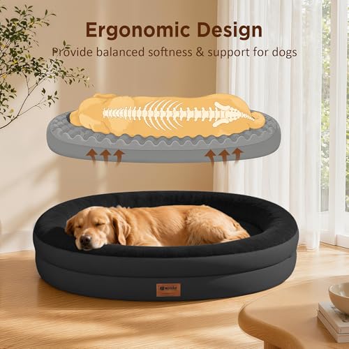 Waterproof Orthopedic Dog Bed for Extra Large Dogs (Black / 48"L x 35"W x 7.5"Th)