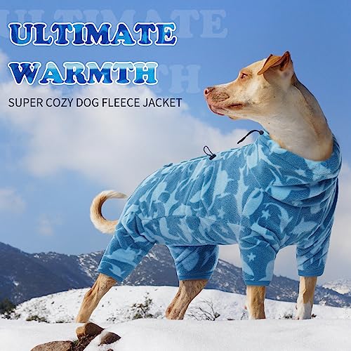 Fleece Pajamas for Large Dogs (4XL / Blue-shark)