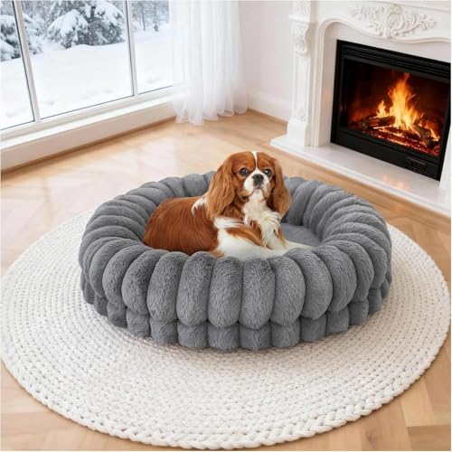 Luxury Donut Dog Bed (24.0"L x 24.0"W x 6.5"Th / Gray)