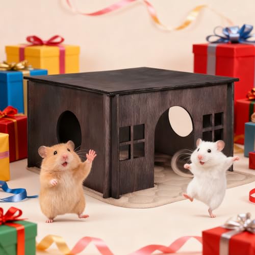 Wooden Guinea Pig Hideout (Walnut Style 1 / Medium)
