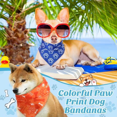 100 Pcs Paw Print Dog Bandanas Bulk for Holiday Party (Paw / 25.6 x 17.7 x 17.7 Inch)