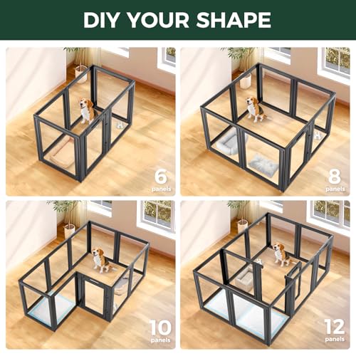 AuraSpace Clear Acrylic Indoor Dog Playpen (Black / 35"H)