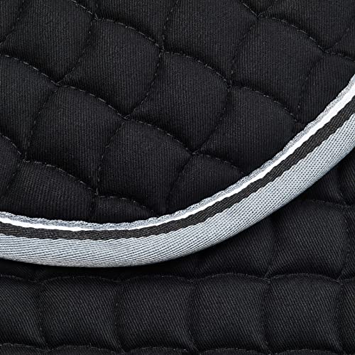 Adepto Padded All Purpose Quilted Equestrian Saddle Pad for Horses with Two (Black / Pony)