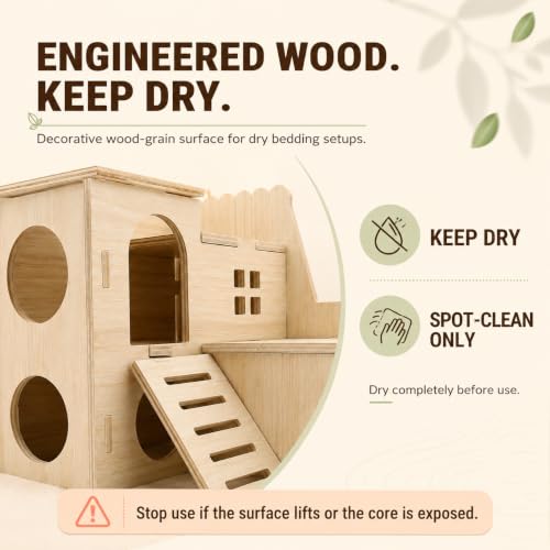 Tiny Hamster Maze Wood House Fun Slide House Double