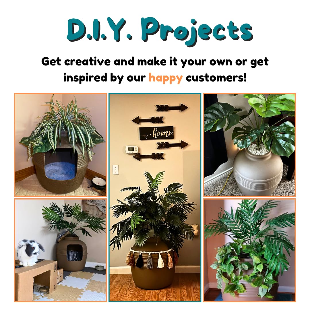 Original Hidden Litter Box Planter (Broad Leaf Philodendron / Essentials Kit / Terracotta Brown)